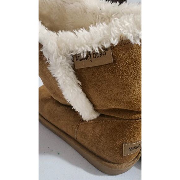 Minnetonka Boots Womens 7 Suede Faux Shearling Slip On Sherpa Lined Mid-Calf - Picture 5 of 13